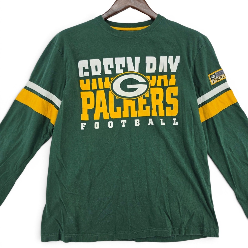 Green Bay Packers NFL Team Apparel Mens Large Long Sleeve Football Shirt Tee